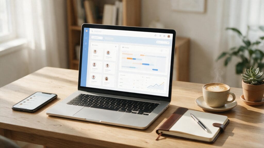 Best free CRM for small business shown on a laptop with a contact pipeline dashboard