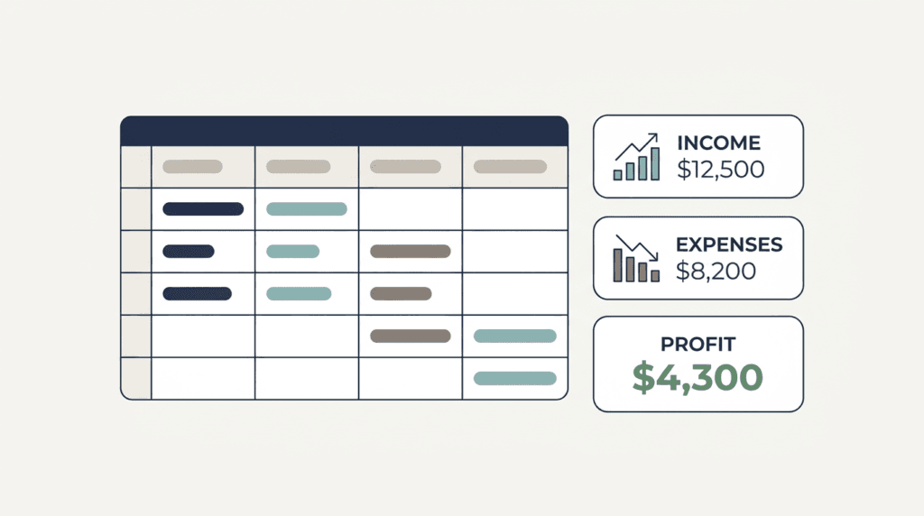 monthly profit and loss in google sheets