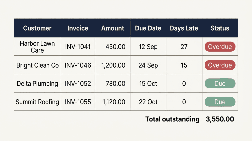 track pending payments in excel